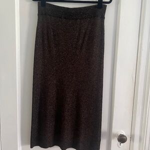 A.L.C. Metallic Ribbed Knit Pencil Skirt